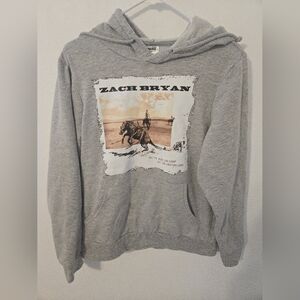 Zach Bryan Country Horses Hoodie Womens Small Merch Tour Gray